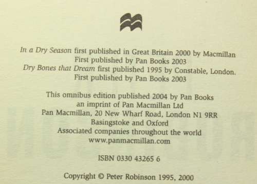 Peter Robinson Omnibus In a Dry Season / Dry Bones That Dream Softcover Book