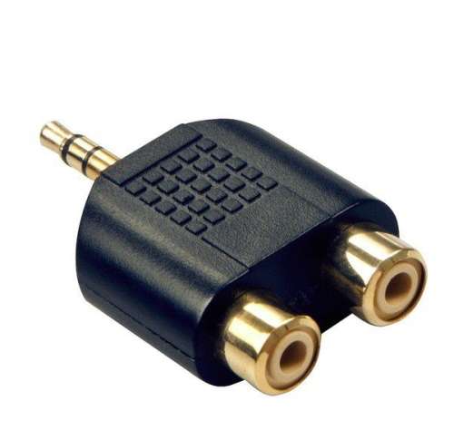 RCA Female Splitter to 3.5mm Stereo Aux Audio Input Adapter