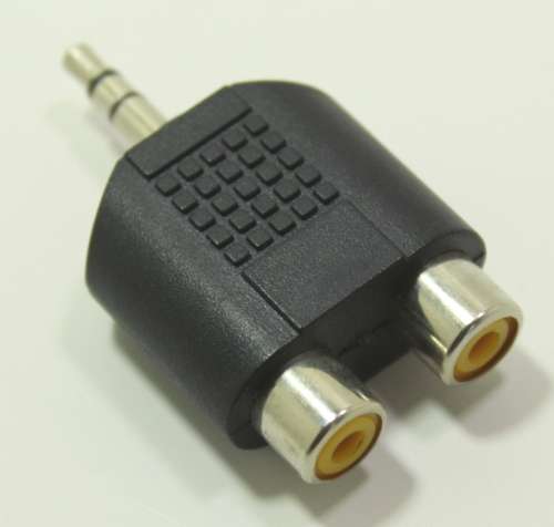 RCA Female Splitter to 3.5mm Stereo Aux Audio Input Adapter