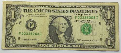 United States Of America 1 Dollar 1999 Bank Note Circulated VG