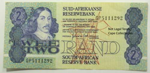 South Africa 2 Rand Bank Note 1984 de Kock Circulated EF