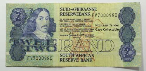South Africa 2 Rand Bank Note 1984 de Kock Circulated VF