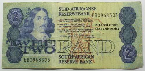 South Africa 2 Rand Bank Note 1984 de Kock Circulated VF