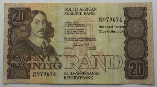 South Africa 20 Rand Bank Note 1981 de Kock Circulated F