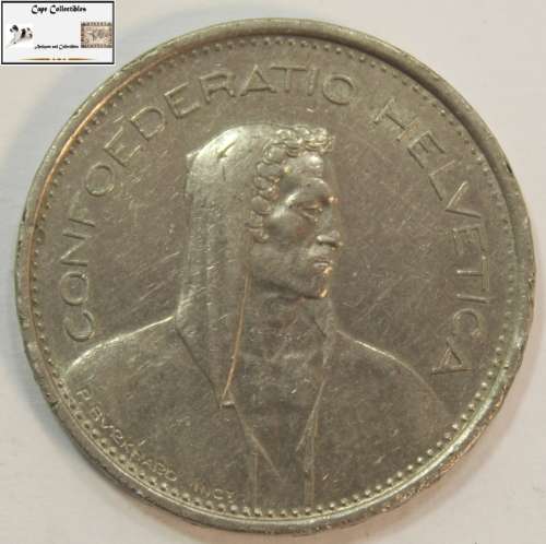 Switzerland 5 Franc Coin 1968 Circulated
