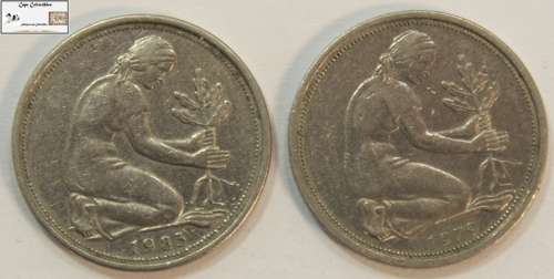 Germany 50 Pfennig Coins 1979 & 1983 (Two) VF20 Circulated