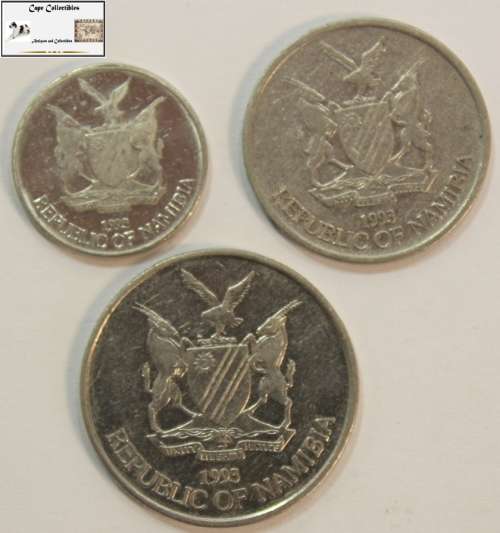 Namibia 50 Cent, 10 Cent & 5 Cent 1993 (Three Coins) Circulated
