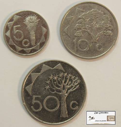 Namibia 50 Cent, 10 Cent & 5 Cent 1993 (Three Coins) Circulated