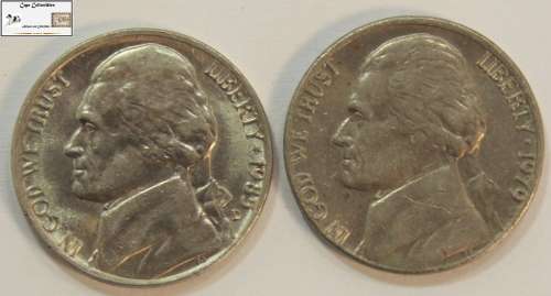 United States Of America 5 Cents 1979 & 1985 (Two Coins) `Jefferson Nickel` Circulated