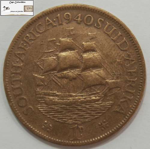 South Africa 1 Penny Coin (Without Star) 1940 Circulated