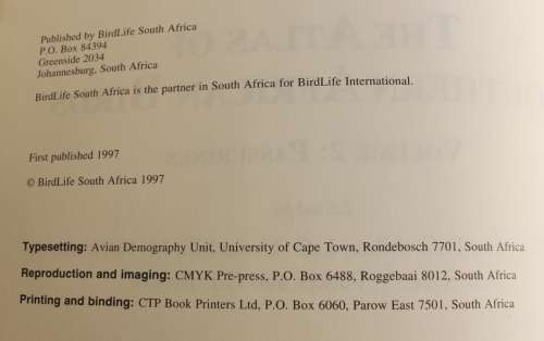 The Atlas of Southern African Birds Volume 2: Passerines Hardcover Book