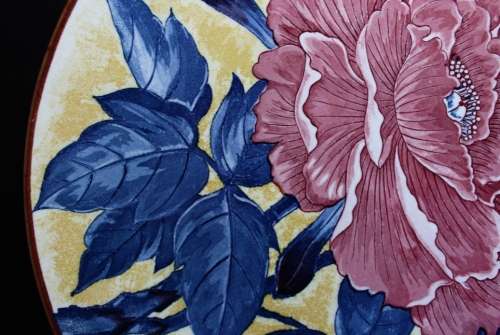 Imperial Imari Plate, Peonies, by Prof Toshio Mitumura