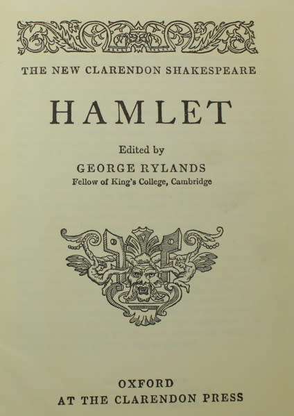 Hamlet by William Shakespeare & Edited by George Rylands Hardcover Book