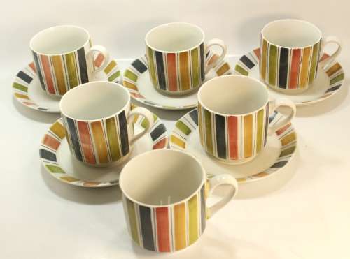 Midwinter `Mexicana` 6 x Coffee Cups and 5 x Saucers by Jessie Tait