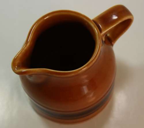 Brown with Dark Brown Band Sauce Jug with Handle
