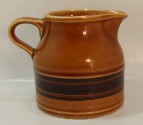 Brown with Dark Brown Band Sauce Jug with Handle