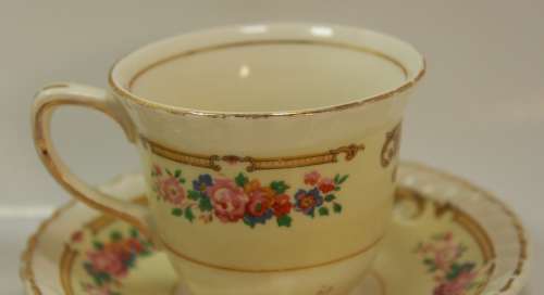 Vintage Small Creamer with Teacup and Saucer for Decorative Display