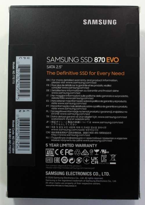 Samsung 870 EVO 1TB Solid State Drive 2.5` SATA III