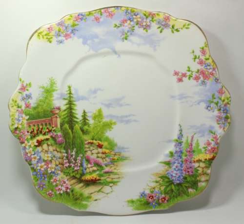 Royal Albert Bone China `Kentish Rockery` Handled Cake Plate