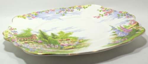 Royal Albert Bone China `Kentish Rockery` Handled Cake Plate