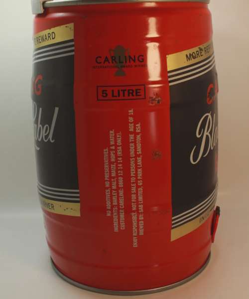Carling Black Label Beer 5 Litre Aluminium Draught Mini Keg Empty.