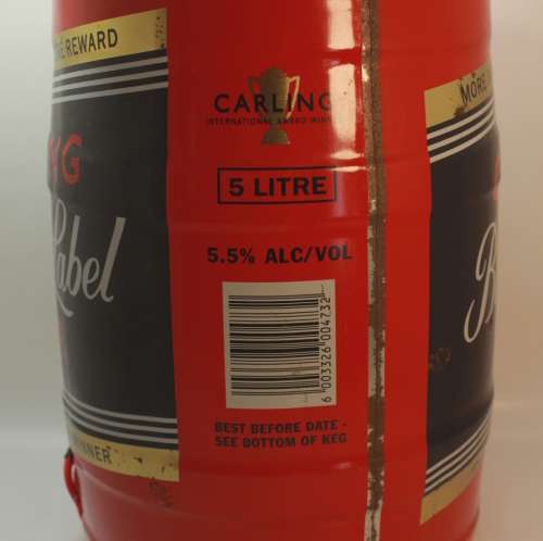 Carling Black Label Beer 5 Litre Aluminium Draught Mini Keg Empty.