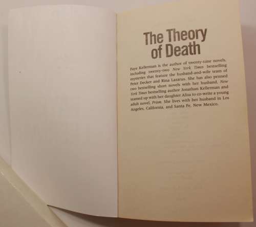 The Theory of Death by Faye Kellerman Softcover Book