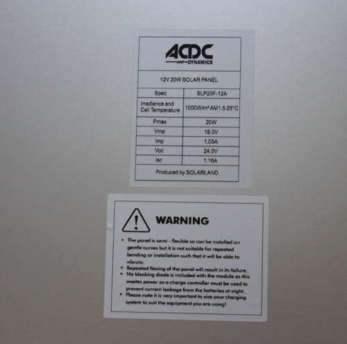 Solarland 20Watt Thinfilm Aluminium Backed Rigid Solar Panel For Campers