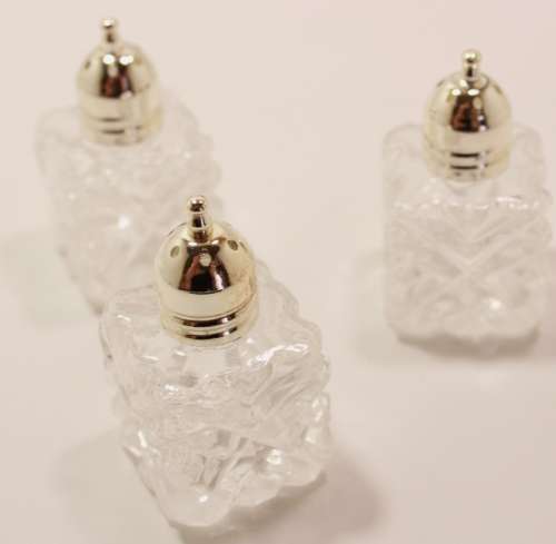 Three Vintage Elegant Small Condiment Salt &  Pepper Shakers for the Dining Table in Original Box