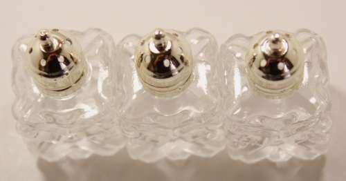 Three Vintage Elegant Small Condiment Salt &  Pepper Shakers for the Dining Table in Original Box