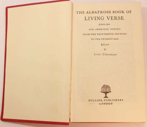 Rare Book - The Albatross Book Of Living Verse English & American Poetry Hardcover Book