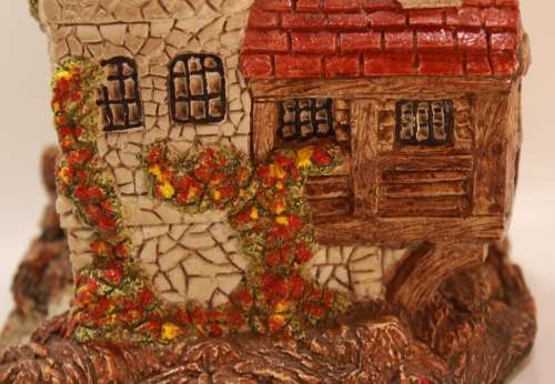 Vintage (Large) Miniature Three Storey Spanish Style Stone House in Amorphite Plaster Ornament
