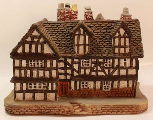 Vintage (Large) Miniature Three Storey Tudor Style Mansion Porcelain Ornament