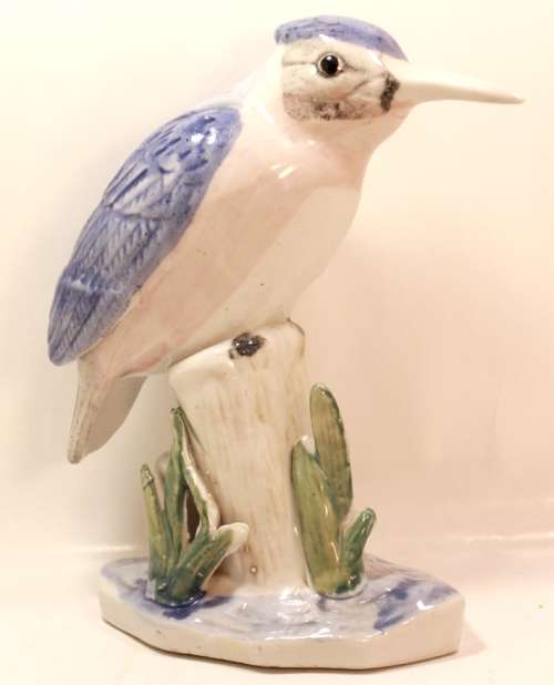 Perched Malachite Kingfisher Porcelain Figurine