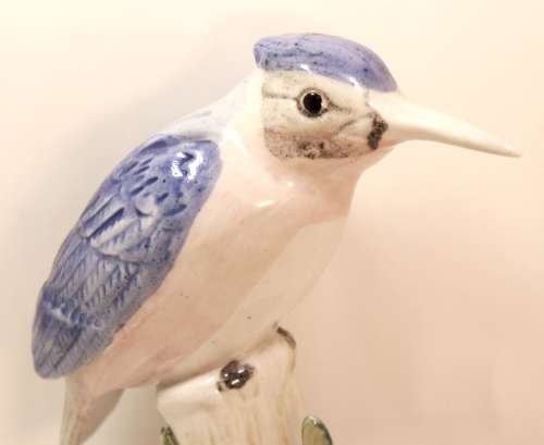 Perched Malachite Kingfisher Porcelain Figurine