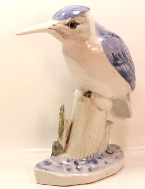 Perched Malachite Kingfisher Porcelain Figurine