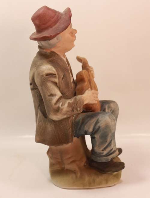 Vintage Porcelain Figurine of Old Man with Guitar