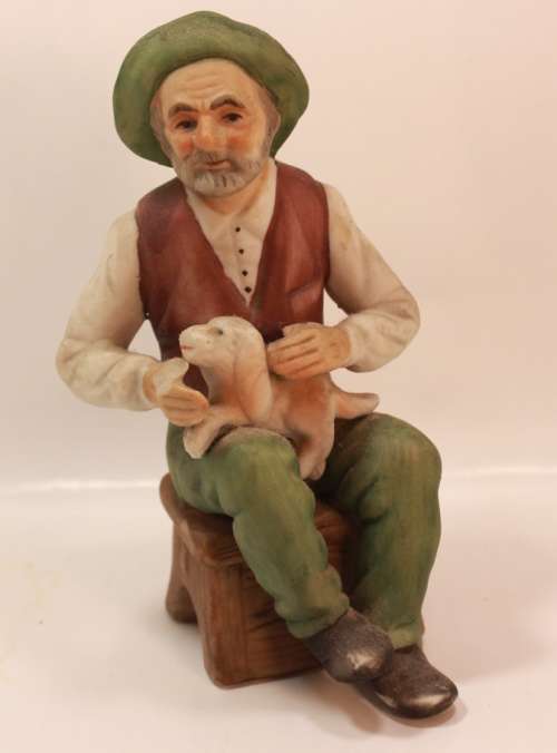 Vintage Porcelain Figurine of Old Man with Faithful Dog