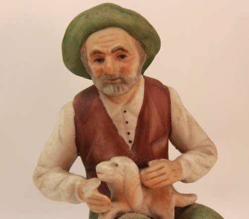Vintage Porcelain Figurine of Old Man with Faithful Dog