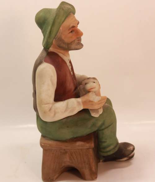 Vintage Porcelain Figurine of Old Man with Faithful Dog