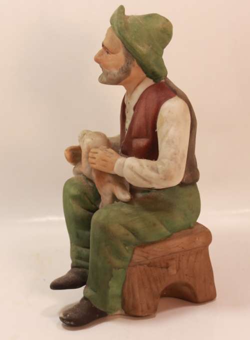 Vintage Porcelain Figurine of Old Man with Faithful Dog