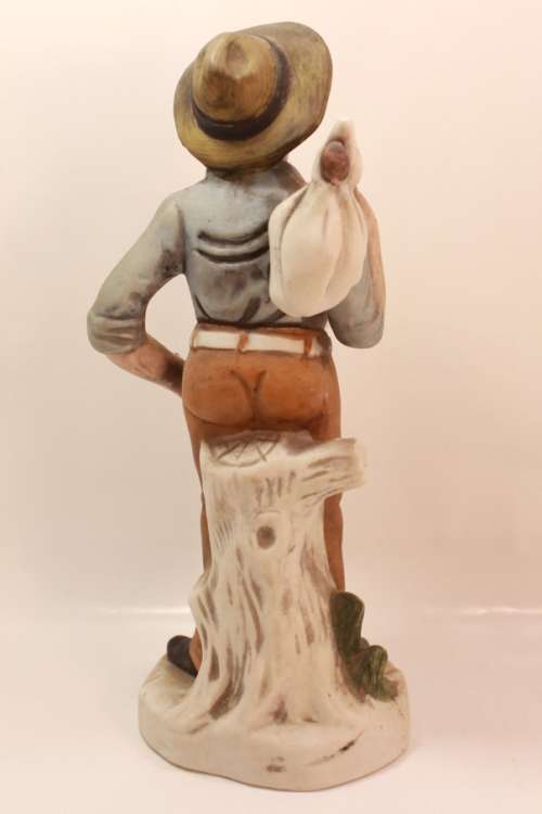 Vintage Porcelain Figurine of Old Man with Knapsack on Shoulder