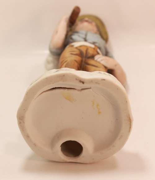 Vintage Porcelain Figurine of Old Man with Knapsack on Shoulder