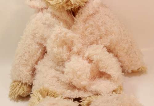 Vintage Small Teddy Bear With Matching Dressing Gown, Slippers and Headgear
