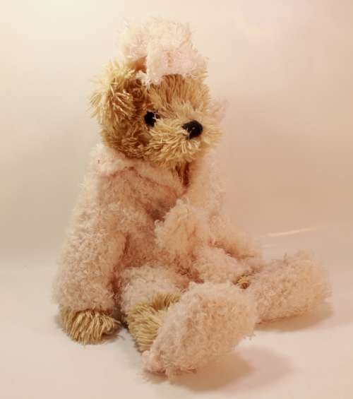 Vintage Small Teddy Bear With Matching Dressing Gown, Slippers and Headgear