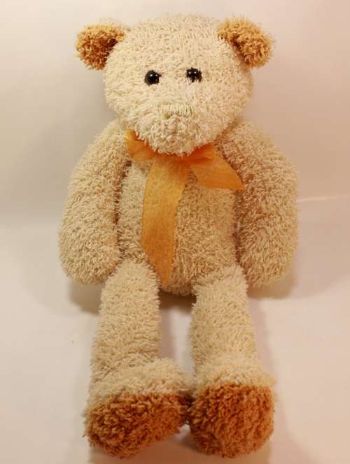 Vintage Small Beige Teddy Bear With Bowtie