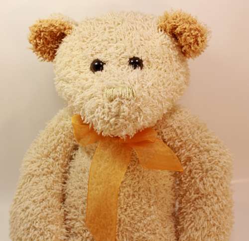 Vintage Small Beige Teddy Bear With Bowtie
