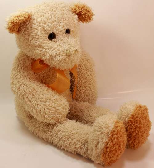 Vintage Small Beige Teddy Bear With Bowtie