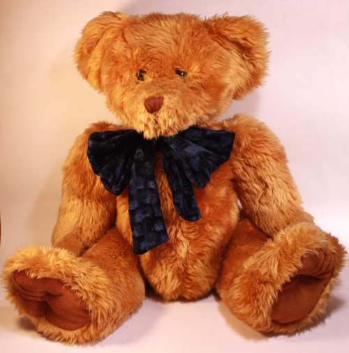 Beautiful Large Golden Brown Teddy Bear With Bowtie
