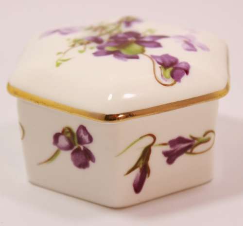 Hammersley Bone China Hexagonal Small Trinket Bowl with Lid
